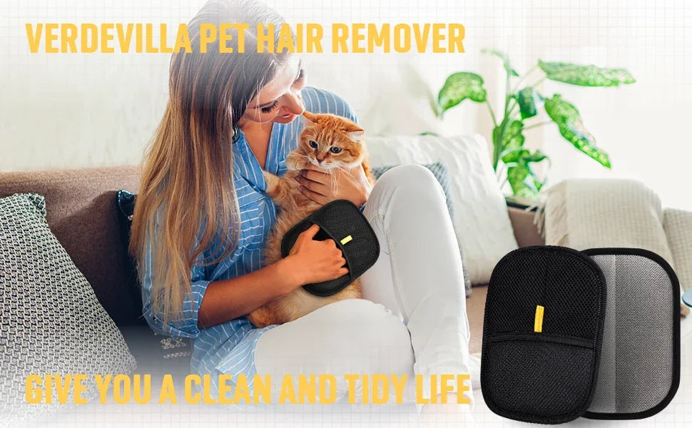 Double-Sided Reusable Pet Hair Removal Gloves Static-Free Grooming Tools for Pets Efficient Carpet Fur Removal
