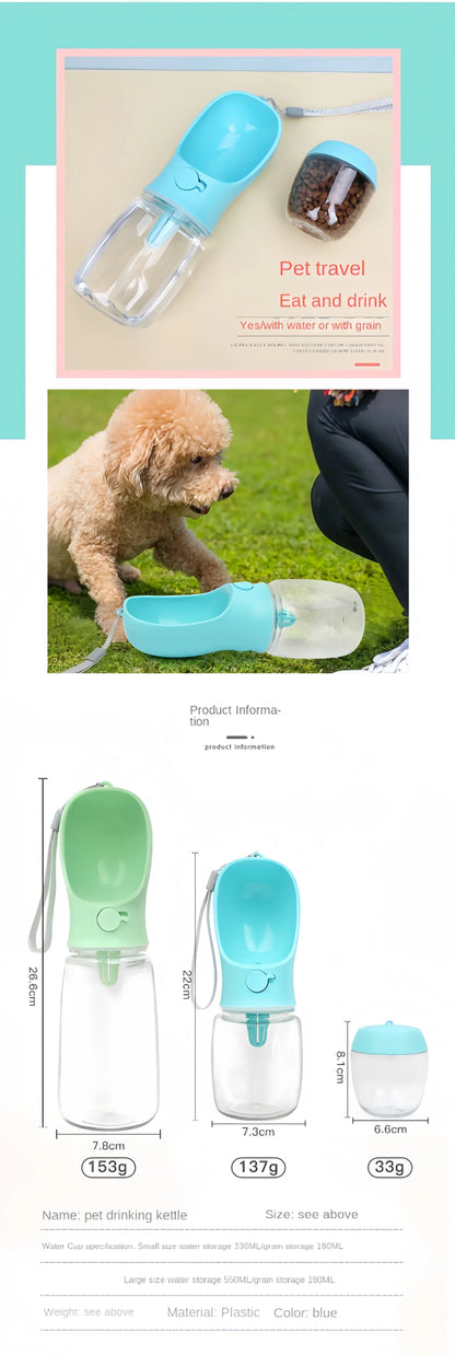 Portable Dog Cat Water Bottle with Storage Food and Water Container for Puppy Pets