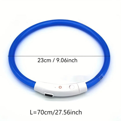 Pet Dog LED Light Collar Luminous Anti-Lost Dog Collar USB Rechargeable Dog Necklace Collar