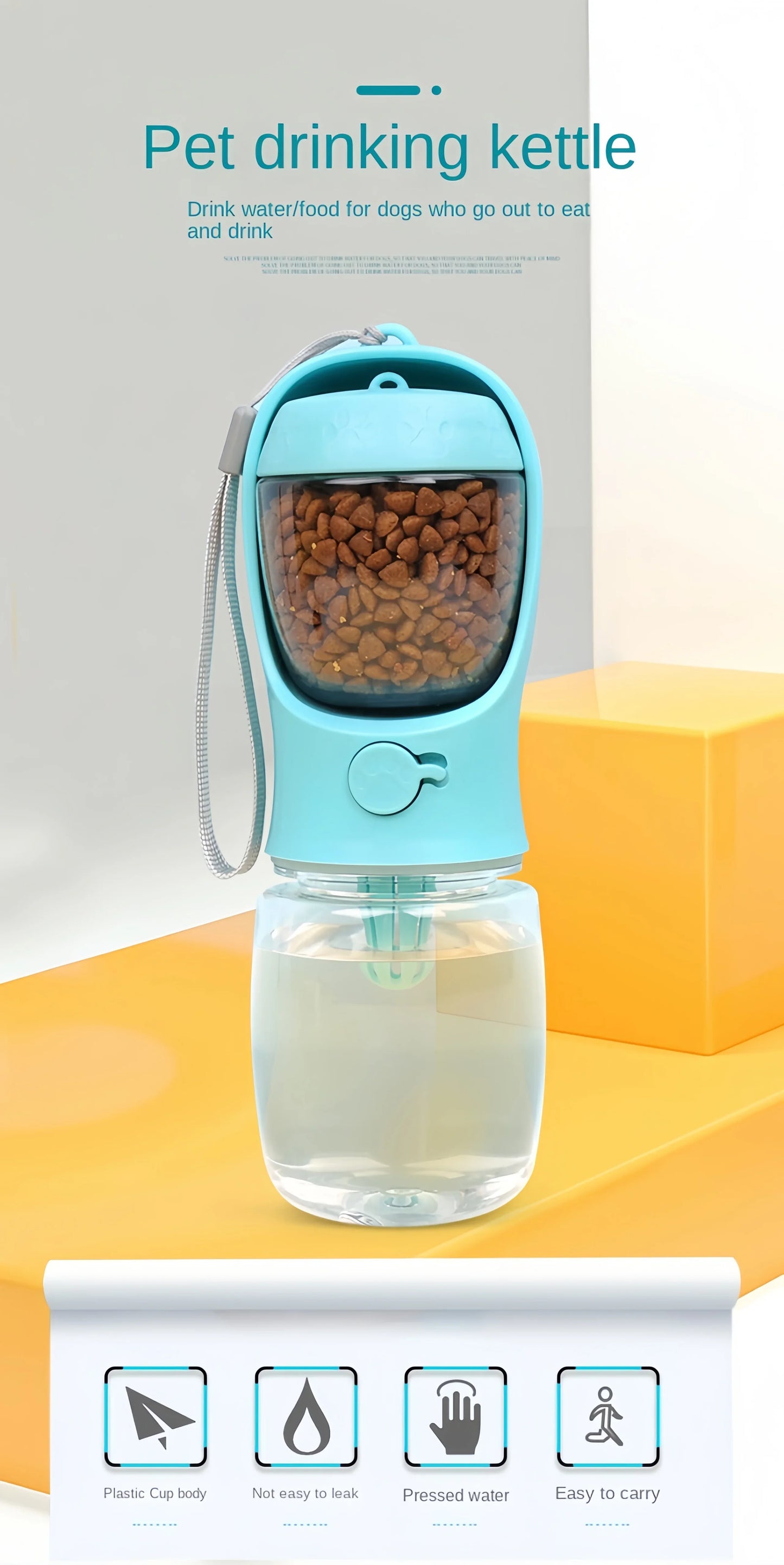 Portable Dog Cat Water Bottle with Storage Food and Water Container for Puppy Pets