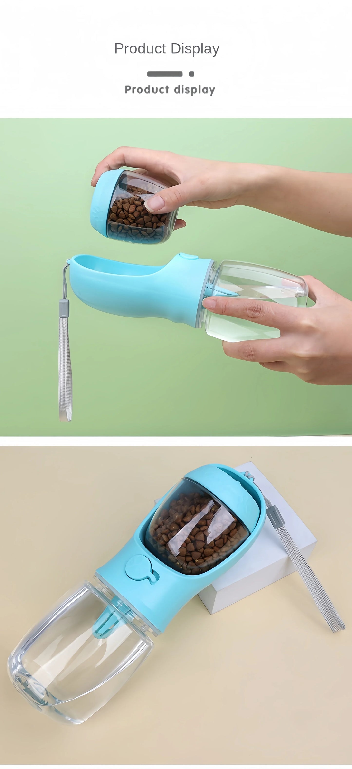 Portable Dog Cat Water Bottle with Storage Food and Water Container for Puppy Pets