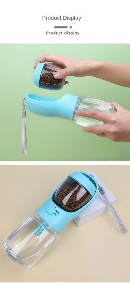 Portable Dog Cat Water Bottle with Storage Food and Water Container for Puppy Pets