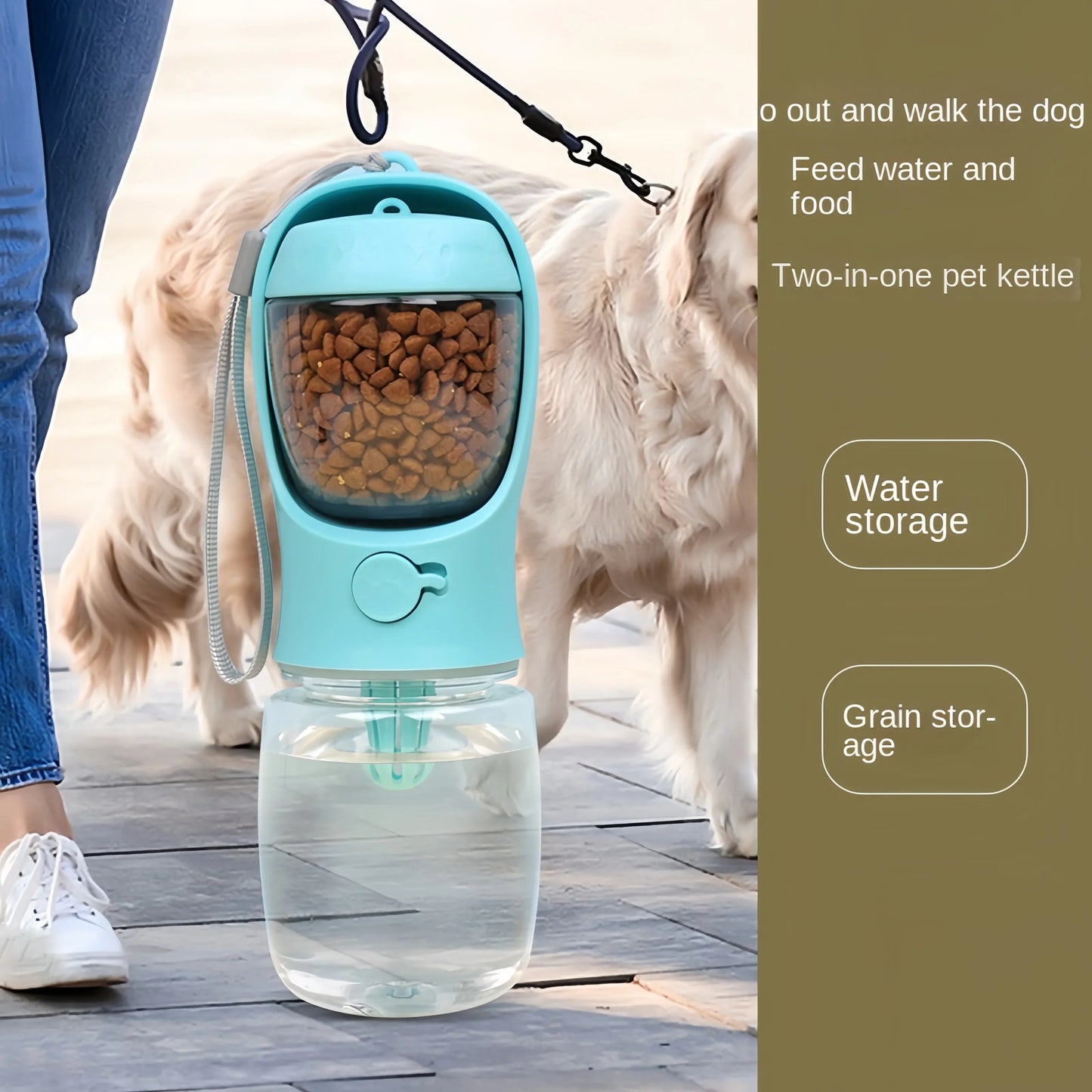 Portable Dog Cat Water Bottle with Storage Food and Water Container for Puppy Pets